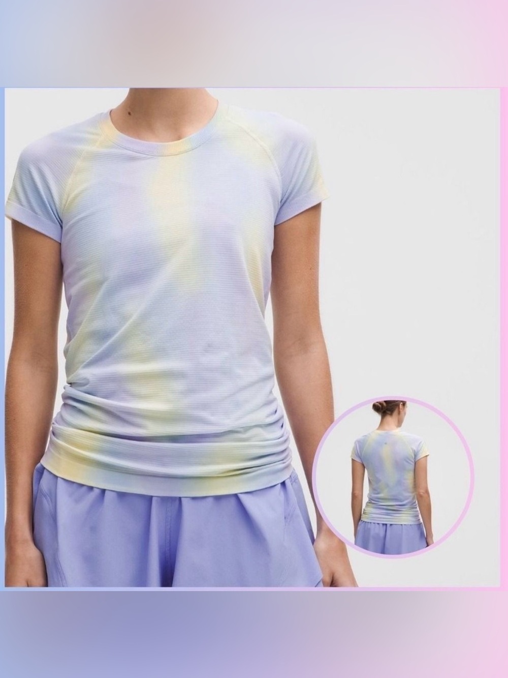 NWT Lululemon Swiftly Tech Short Sleeve tie dye Psychedelic Lavender Size 4